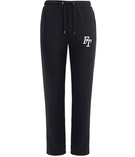 Штаны прямые с вышивкой логотипа FT, женские, цвет черный