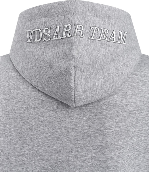 Худи с вышивкой логотипа FDSARR TEAM, цвет серый меланж