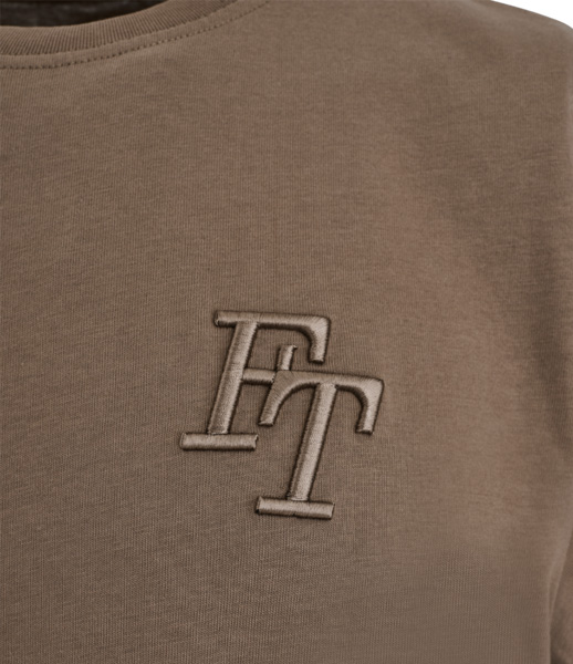 Футболка хлопковая с вышивкой логотипа FT, цвет кофейный