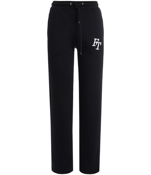 Штаны прямые с вышивкой логотипа FT, мужские, цвет черный
