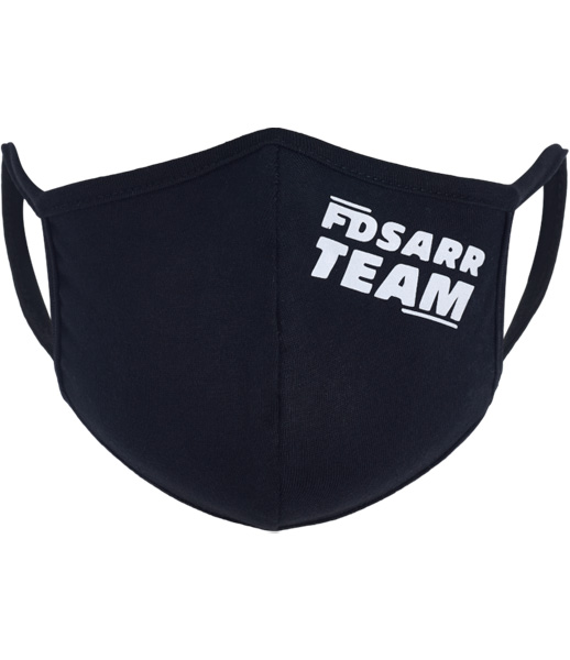 Маска хлопковая двухслойная для лица с светорефлективным логотипом FDSARR TEAM, цвет черный