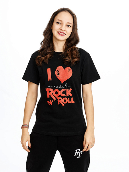 Футболка I LOVE ACROBATIC ROCK-N-ROLL, цвет черный